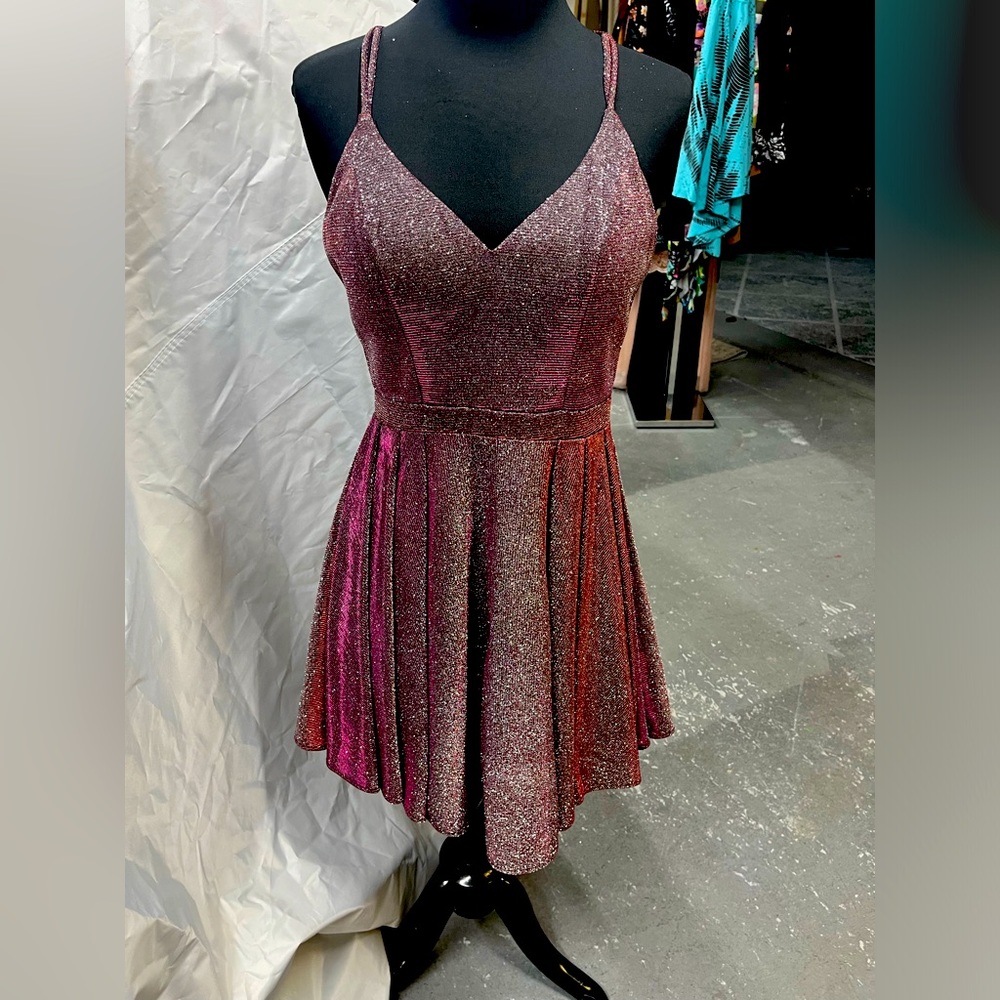 Sequin Hearts Iridescent Mini Dress Size 7